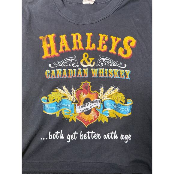 Vintage Harley Davidson & Canadian Whiskey Shirt Biker Punk Zipper Sides Women S - Picture 2 of 8